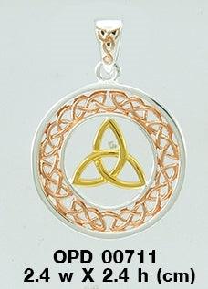 Celtic Trinity Knot Three Tone Pendant OPD711 - Jewelry